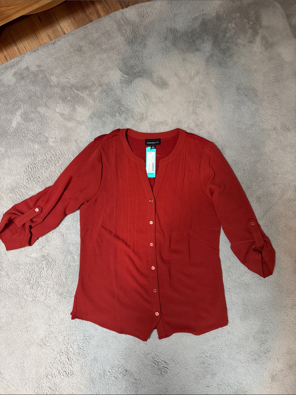 Women’s Red Button-Front Lightweight blouse Top